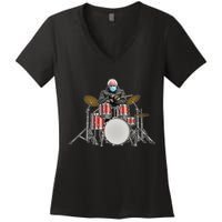 Funny Bernie Sanders Mittens Meme Drummer Women's V-Neck T-Shirt