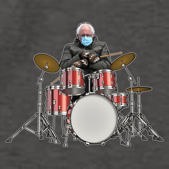 Funny Bernie Sanders Mittens Meme Drummer Vector Backpack