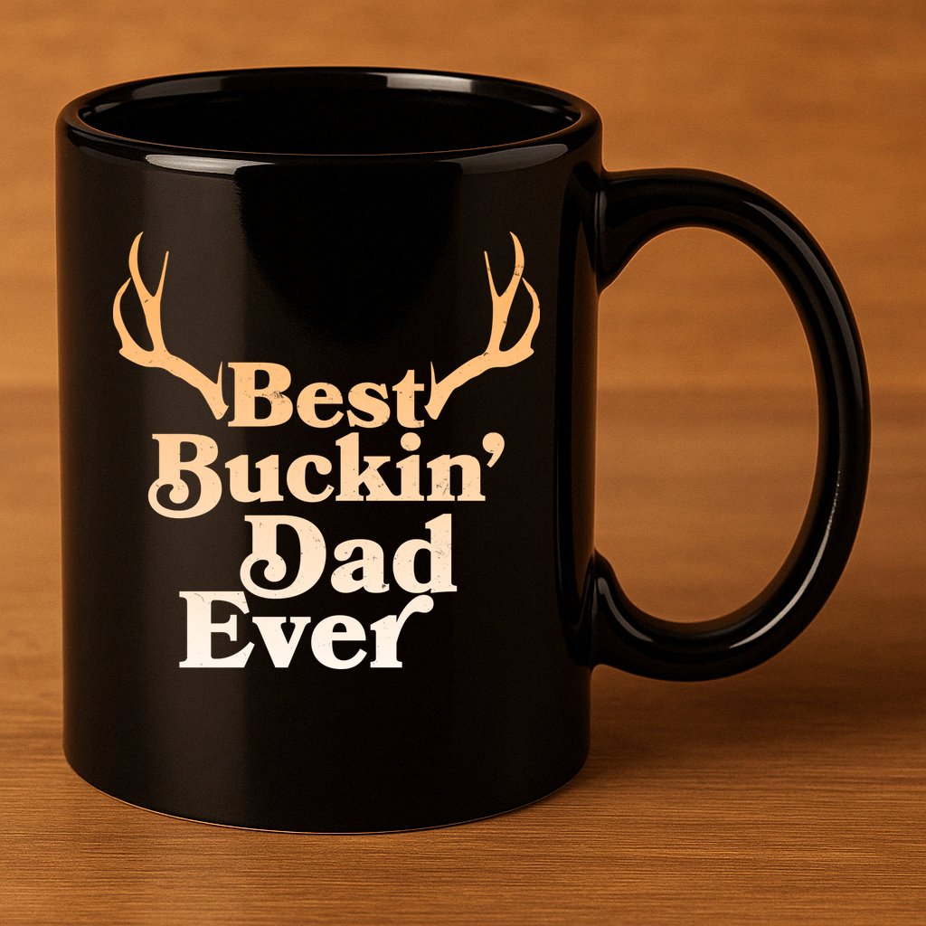 Funny Best Buckin Dad Ever 11oz C Handle Ceramic Mug