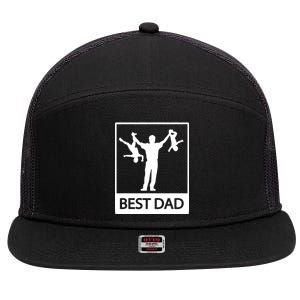 Funny Best Dad 7 Panel Mesh Trucker Snapback Hat