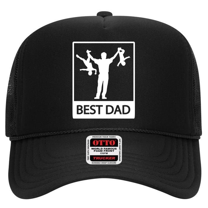 Funny Best Dad High Crown Mesh Back Trucker Hat