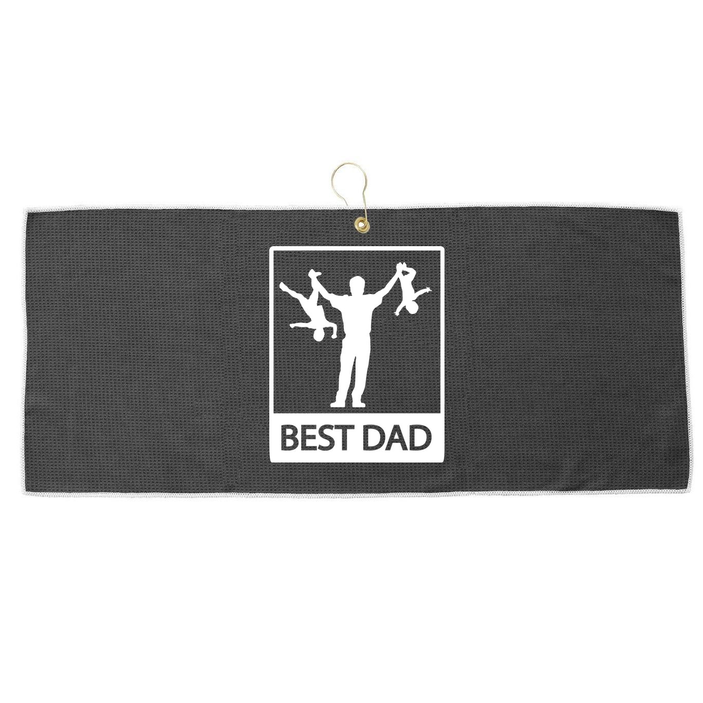 Funny Best Dad Large Microfiber Waffle Golf Towel