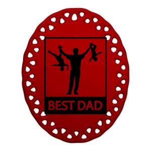 Funny Best Dad Ceramic Oval Ornament