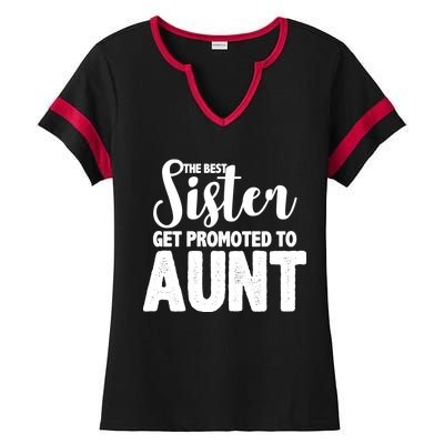 Funny Best Sister Get Promoted To Aunt Ladies Halftime Notch Neck Tee