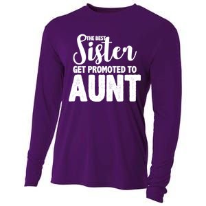 Funny Best Sister Get Promoted To Aunt Cooling Performance Long Sleeve Crew