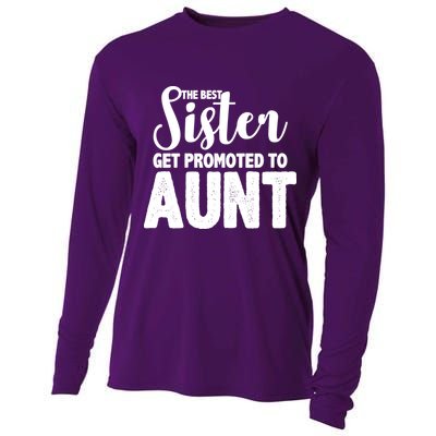 Funny Best Sister Get Promoted To Aunt Cooling Performance Long Sleeve Crew