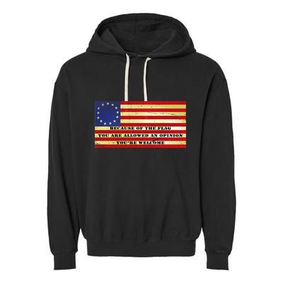 Funny Betsy Ross Original 13 Colony Flag Garment-Dyed Fleece Hoodie