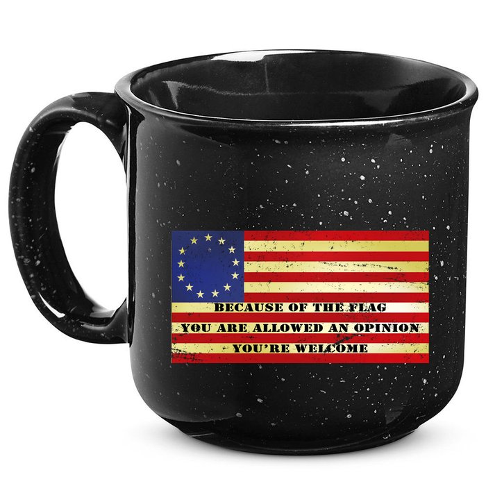 Funny Betsy Ross Original 13 Colony Flag 15oz Campfire Ceramic Mug