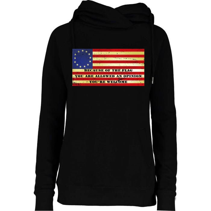 Funny Betsy Ross Original 13 Colony Flag Womens Funnel Neck Pullover Hood