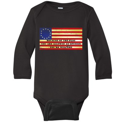 Funny Betsy Ross Original 13 Colony Flag Baby Long Sleeve Bodysuit