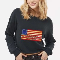 Funny Betsy Ross Original 13 Colony Flag Cropped Pullover Crew