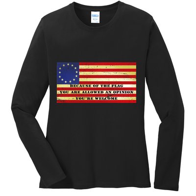 Funny Betsy Ross Original 13 Colony Flag Ladies Long Sleeve Shirt