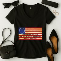 Funny Betsy Ross Original 13 Colony Flag Women's V-Neck T-Shirt