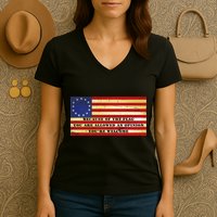 Funny Betsy Ross Original 13 Colony Flag Women's V-Neck T-Shirt