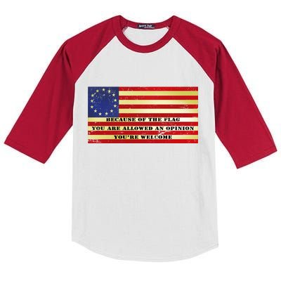 Funny Betsy Ross Original 13 Colony Flag Kids Colorblock Raglan Jersey