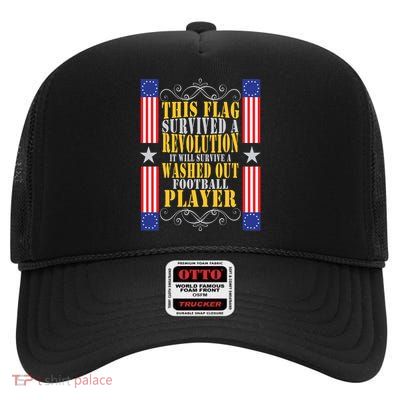 Funny Betty Ross Flag Survived The Revolution High Crown Mesh Back Trucker Hat
