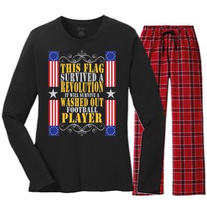 Funny Betty Ross Flag Survived The Revolution Women's Long Sleeve Flannel Pajama Set 