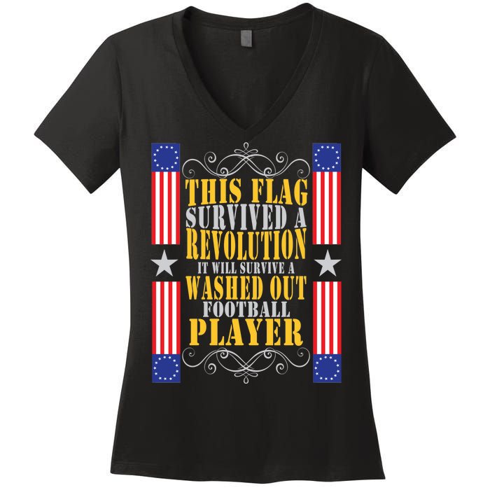 Funny Betty Ross Flag Survived The Revolution Women's V-Neck T-Shirt