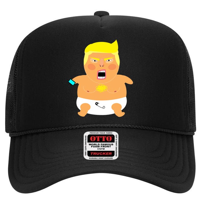 Funny Big Baby Trump High Crown Mesh Back Trucker Hat