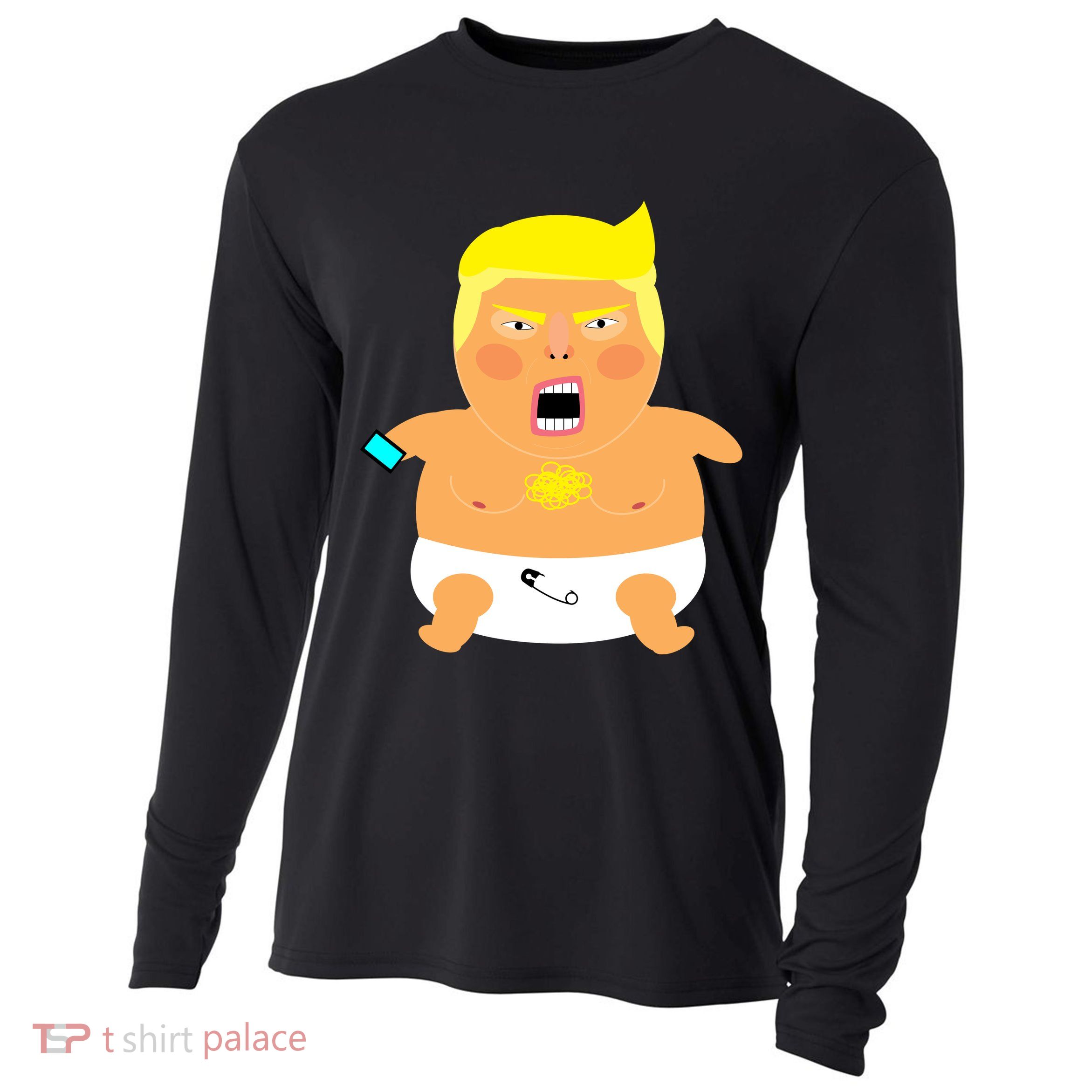 Funny Big Baby Trump Cooling Performance Long Sleeve Crew