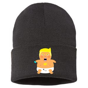 Funny Big Baby Trump Sustainable Knit Beanie