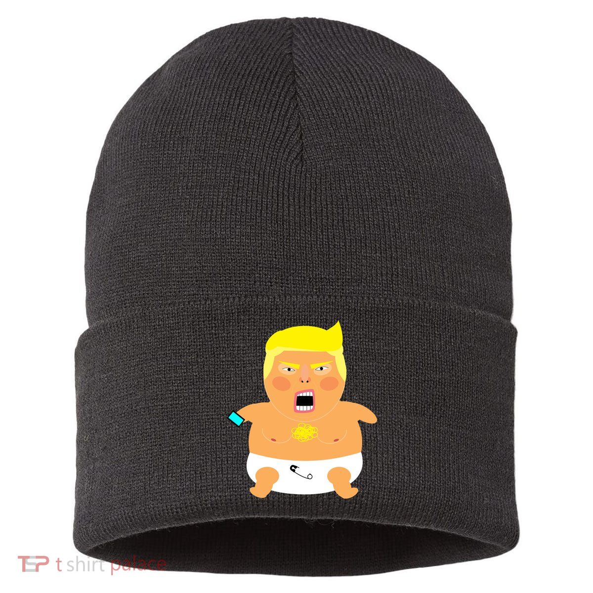 Funny Big Baby Trump Sustainable Knit Beanie