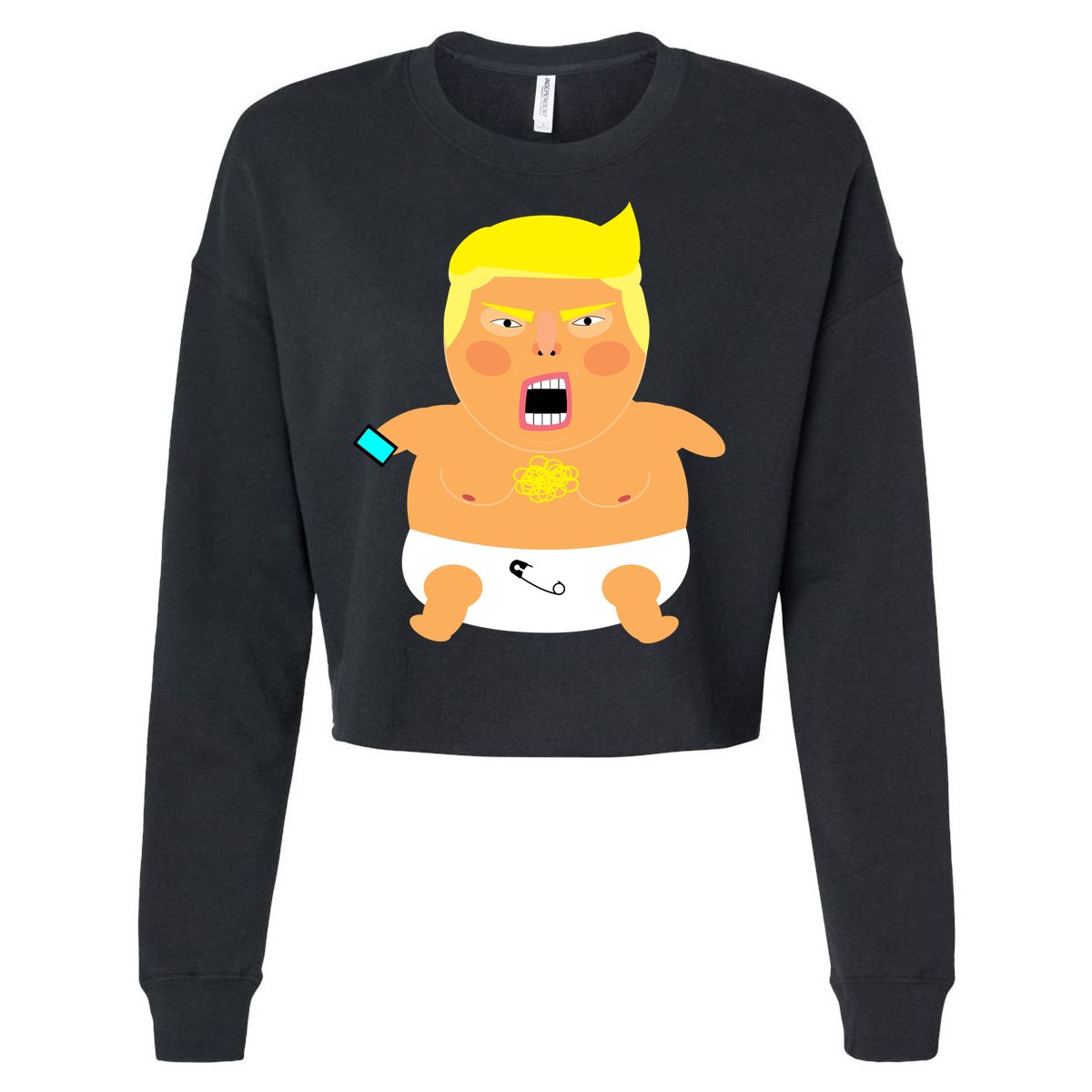 Funny Big Baby Trump Cropped Pullover Crew