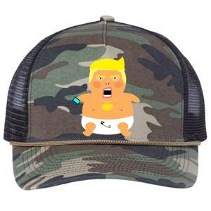 Funny Big Baby Trump Retro Rope Trucker Hat Cap