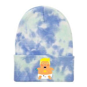 Funny Big Baby Trump Tie Dye 12in Knit Beanie