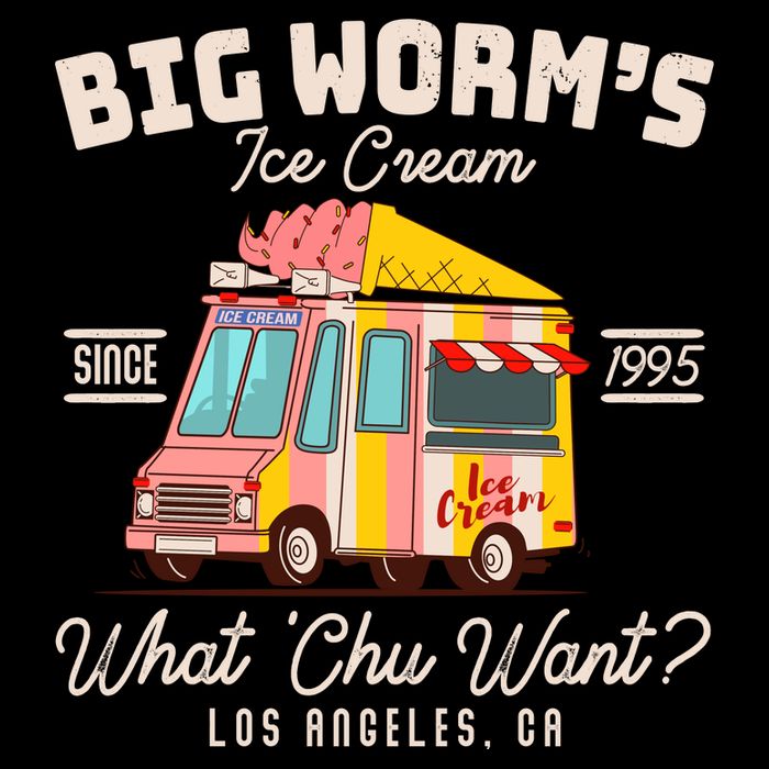 Funny Big Worm's Ice Cream What 'Chu Want Since 1995 Cropped Pullover Crew