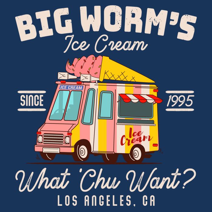 Funny Big Worm's Ice Cream What 'Chu Want Since 1995 Button