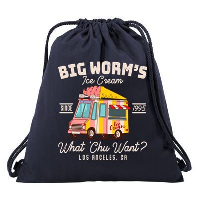 Funny Big Worm's Ice Cream What 'Chu Want Since 1995 Drawstring Bag