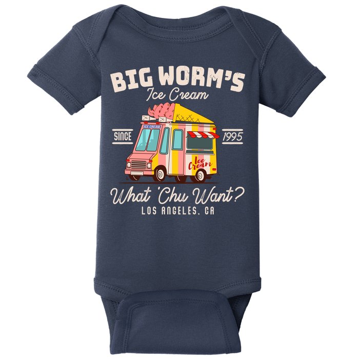 Funny Big Worm's Ice Cream What 'Chu Want Since 1995 Baby Bodysuit