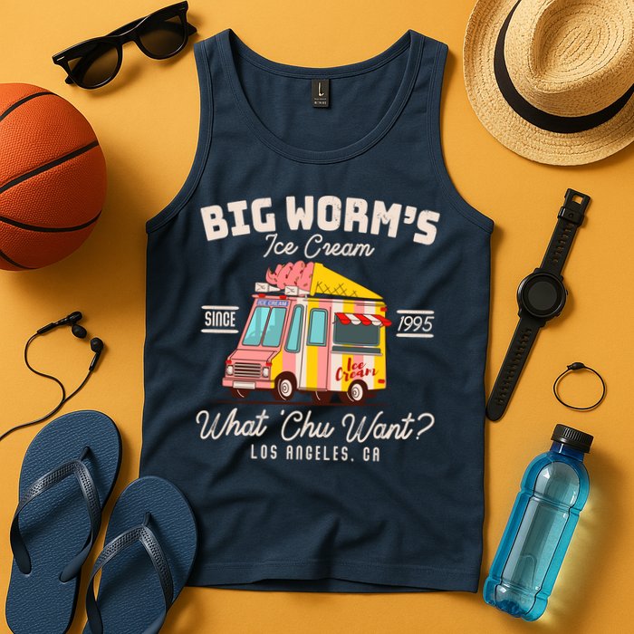 Funny Big Worm's Ice Cream What 'Chu Want Since 1995 Tank Top