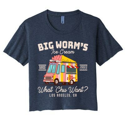 Funny Big Worm's Ice Cream What 'Chu Want Since 1995 Crop Top