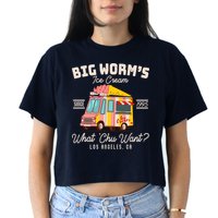 Funny Big Worm's Ice Cream What 'Chu Want Since 1995 Women's Crop Top Tee