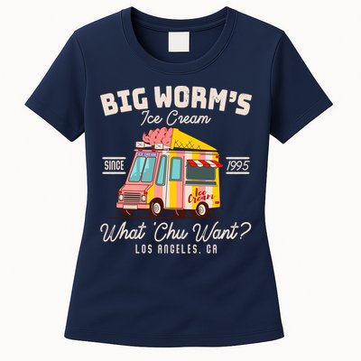 Funny Big Worm's Ice Cream What 'Chu Want Since 1995 Womens T-Shirt