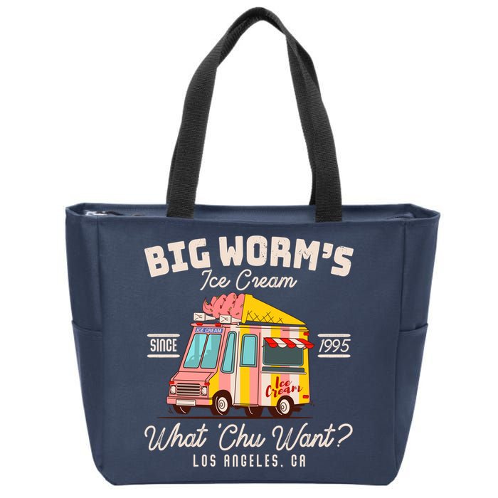 Funny Big Worm's Ice Cream What 'Chu Want Since 1995 Zip Tote Bag