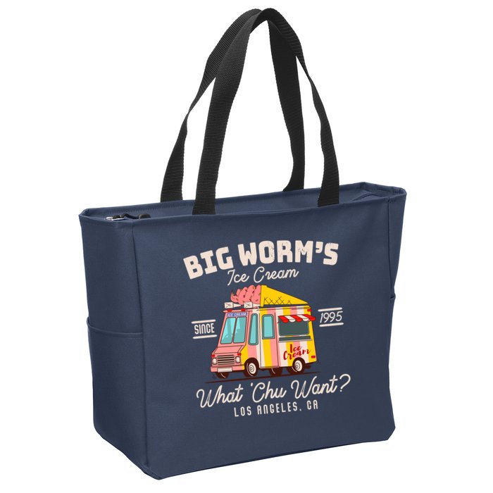 Funny Big Worm's Ice Cream What 'Chu Want Since 1995 Zip Tote Bag
