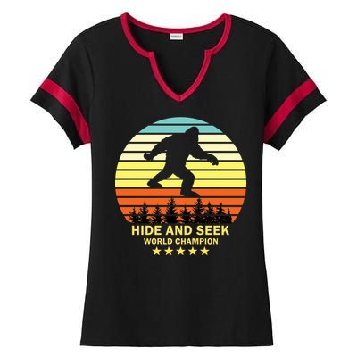 Funny Bigfoot Hide And Seek World Champion Ladies Halftime Notch Neck Tee