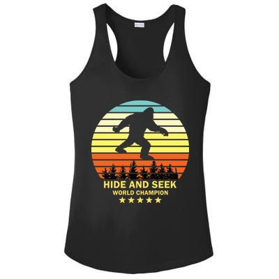 Funny Bigfoot Hide And Seek World Champion Ladies PosiCharge Competitor Racerback Tank