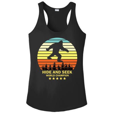 Funny Bigfoot Hide And Seek World Champion Ladies PosiCharge Competitor Racerback Tank