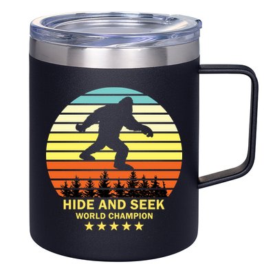 Funny Bigfoot Hide And Seek World Champion 12oz Stainless Steel Coffee Mug