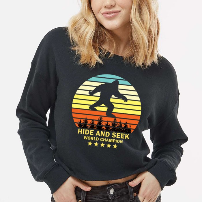Funny Bigfoot Hide And Seek World Champion Cropped Pullover Crew
