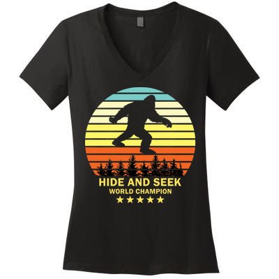 Funny Bigfoot Hide And Seek World Champion Women's V-Neck T-Shirt