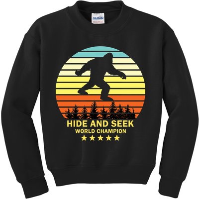 Funny Bigfoot Hide And Seek World Champion Kids Sweatshirt