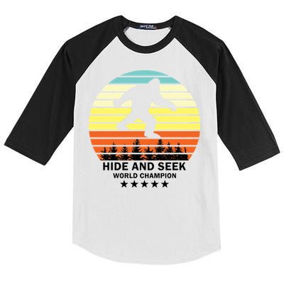 Funny Bigfoot Hide And Seek World Champion Kids Colorblock Raglan Jersey