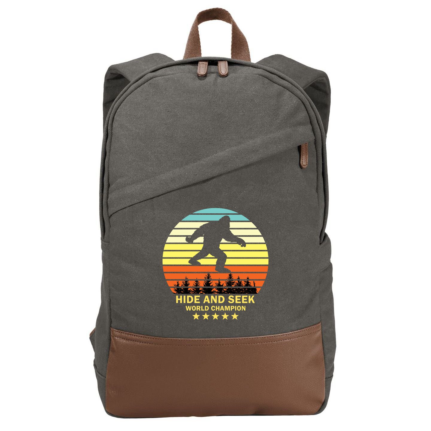 Funny Bigfoot Hide And Seek World Champion Cotton Canvas Backpack