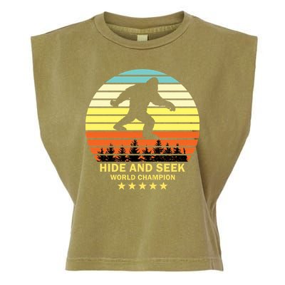 Funny Bigfoot Hide And Seek World Champion Garment-Dyed Women's Muscle Tee