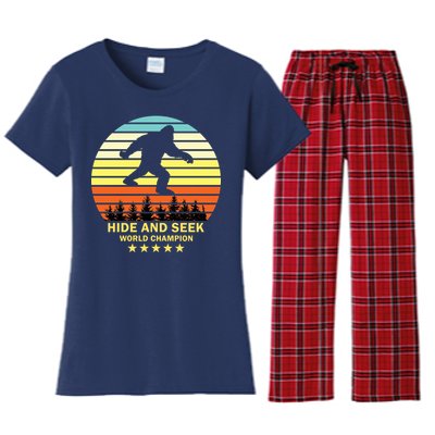 Funny Bigfoot Hide And Seek World Champion Women's Flannel Pajama Set